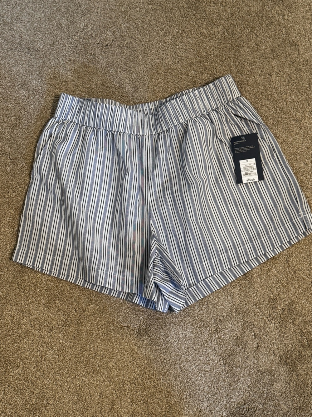 Universal Thread Blue and White Striped Elastic Waist Shorts